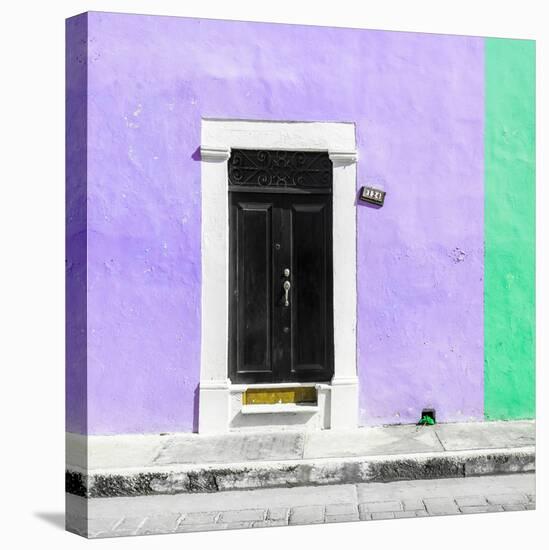 ¡Viva Mexico! Square Collection - Purple and Coral Green Facade - Campeche-Philippe Hugonnard-Stretched Canvas