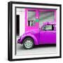 ¡Viva Mexico! Square Collection - Purple VW Beetle and Deep Pink Facade-Philippe Hugonnard-Framed Photographic Print