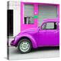 ¡Viva Mexico! Square Collection - Purple VW Beetle and Deep Pink Facade-Philippe Hugonnard-Stretched Canvas