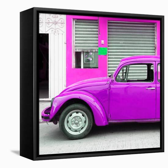 ¡Viva Mexico! Square Collection - Purple VW Beetle and Deep Pink Facade-Philippe Hugonnard-Framed Stretched Canvas
