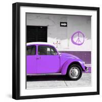 ¡Viva Mexico! Square Collection - Purple VW Beetle Car & Peace Symbol-Philippe Hugonnard-Framed Photographic Print