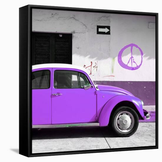 ¡Viva Mexico! Square Collection - Purple VW Beetle Car & Peace Symbol-Philippe Hugonnard-Framed Stretched Canvas