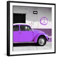 ¡Viva Mexico! Square Collection - Purple VW Beetle Car & Peace Symbol-Philippe Hugonnard-Framed Photographic Print