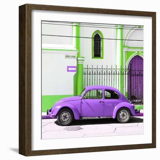 ¡Viva Mexico! Square Collection - Purple VW Beetle in San Cristobal-Philippe Hugonnard-Framed Photographic Print