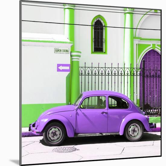 ¡Viva Mexico! Square Collection - Purple VW Beetle in San Cristobal-Philippe Hugonnard-Mounted Photographic Print
