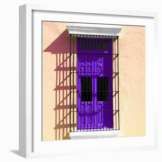 ¡Viva Mexico! Square Collection - Purple Window in Campeche-Philippe Hugonnard-Framed Photographic Print