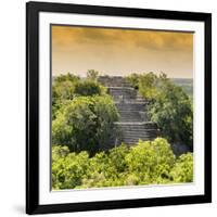 ¡Viva Mexico! Square Collection - Pyramid in Mayan City at Sunset of Calakmul-Philippe Hugonnard-Framed Photographic Print