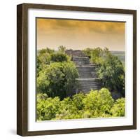 ¡Viva Mexico! Square Collection - Pyramid in Mayan City at Sunset of Calakmul-Philippe Hugonnard-Framed Photographic Print