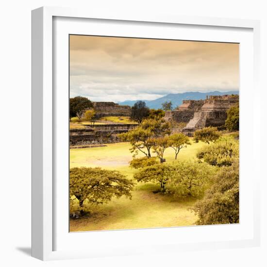 ¡Viva Mexico! Square Collection - Pyramid Maya of Monte Alban with Fall Colors III-Philippe Hugonnard-Framed Photographic Print