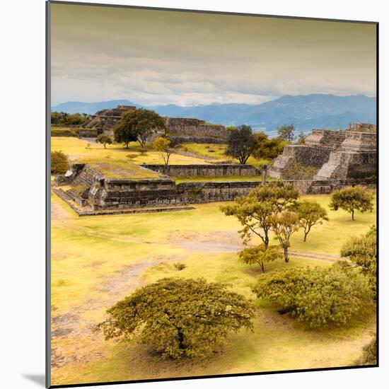 ¡Viva Mexico! Square Collection - Pyramid Maya of Monte Alban with Fall Colors V-Philippe Hugonnard-Mounted Photographic Print