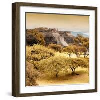 ¡Viva Mexico! Square Collection - Pyramid Maya of Monte Alban with Fall Colors-Philippe Hugonnard-Framed Photographic Print