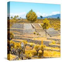 ¡Viva Mexico! Square Collection - Pyramid of Cantona Archaeological Ruins V-Philippe Hugonnard-Stretched Canvas