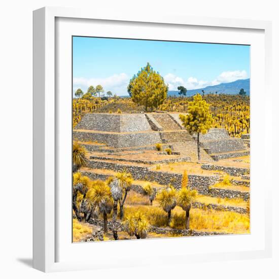 ¡Viva Mexico! Square Collection - Pyramid of Cantona Archaeological Ruins V-Philippe Hugonnard-Framed Photographic Print