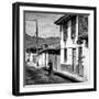 ¡Viva Mexico! Square Collection - Red Cyclist in the street of San Cristobal II-Philippe Hugonnard-Framed Photographic Print