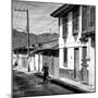 ¡Viva Mexico! Square Collection - Red Cyclist in the street of San Cristobal II-Philippe Hugonnard-Mounted Photographic Print