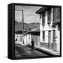 ¡Viva Mexico! Square Collection - Red Cyclist in the street of San Cristobal II-Philippe Hugonnard-Framed Stretched Canvas