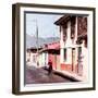 ¡Viva Mexico! Square Collection - Red Cyclist in the street of San Cristobal III-Philippe Hugonnard-Framed Photographic Print