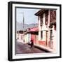 ¡Viva Mexico! Square Collection - Red Cyclist in the street of San Cristobal III-Philippe Hugonnard-Framed Photographic Print