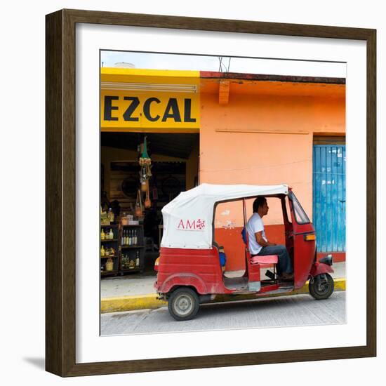 ¡Viva Mexico! Square Collection - Red Tuk Tuk-Philippe Hugonnard-Framed Photographic Print