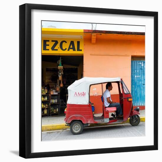 ¡Viva Mexico! Square Collection - Red Tuk Tuk-Philippe Hugonnard-Framed Photographic Print