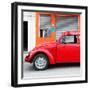 ¡Viva Mexico! Square Collection - Red VW Beetle and Orange Facade-Philippe Hugonnard-Framed Photographic Print