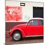 ¡Viva Mexico! Square Collection - Red VW Beetle Car and American Graffiti-Philippe Hugonnard-Mounted Photographic Print