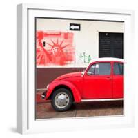 ¡Viva Mexico! Square Collection - Red VW Beetle Car and American Graffiti-Philippe Hugonnard-Framed Photographic Print