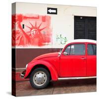 ¡Viva Mexico! Square Collection - Red VW Beetle Car and American Graffiti-Philippe Hugonnard-Stretched Canvas