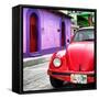 ¡Viva Mexico! Square Collection - Red VW Beetle Car and Colorful House-Philippe Hugonnard-Framed Stretched Canvas