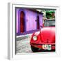 ¡Viva Mexico! Square Collection - Red VW Beetle Car and Colorful House-Philippe Hugonnard-Framed Photographic Print