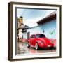 ¡Viva Mexico! Square Collection - Red VW Beetle Car in San Cristobal de Las Casas II-Philippe Hugonnard-Framed Photographic Print