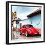 ¡Viva Mexico! Square Collection - Red VW Beetle Car in San Cristobal de Las Casas II-Philippe Hugonnard-Framed Photographic Print