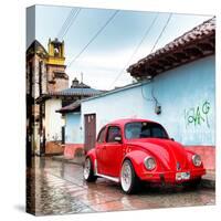 ¡Viva Mexico! Square Collection - Red VW Beetle Car in San Cristobal de Las Casas II-Philippe Hugonnard-Stretched Canvas