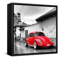 ¡Viva Mexico! Square Collection - Red VW Beetle Car in San Cristobal de Las Casas-Philippe Hugonnard-Framed Stretched Canvas