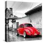 ¡Viva Mexico! Square Collection - Red VW Beetle Car in San Cristobal de Las Casas-Philippe Hugonnard-Stretched Canvas
