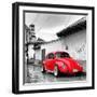 ¡Viva Mexico! Square Collection - Red VW Beetle Car in San Cristobal de Las Casas-Philippe Hugonnard-Framed Premium Photographic Print