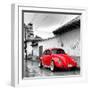 ¡Viva Mexico! Square Collection - Red VW Beetle Car in San Cristobal de Las Casas-Philippe Hugonnard-Framed Premium Photographic Print