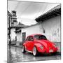 ¡Viva Mexico! Square Collection - Red VW Beetle Car in San Cristobal de Las Casas-Philippe Hugonnard-Mounted Photographic Print