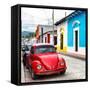 ¡Viva Mexico! Square Collection - Red VW Beetle Car in San Cristobal-Philippe Hugonnard-Framed Stretched Canvas