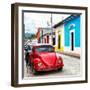 ¡Viva Mexico! Square Collection - Red VW Beetle Car in San Cristobal-Philippe Hugonnard-Framed Photographic Print