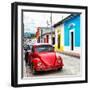 ¡Viva Mexico! Square Collection - Red VW Beetle Car in San Cristobal-Philippe Hugonnard-Framed Photographic Print