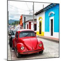 ¡Viva Mexico! Square Collection - Red VW Beetle Car in San Cristobal-Philippe Hugonnard-Mounted Photographic Print