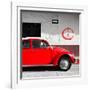 ¡Viva Mexico! Square Collection - Red VW Beetle Car & Peace Symbol-Philippe Hugonnard-Framed Photographic Print