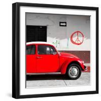 ¡Viva Mexico! Square Collection - Red VW Beetle Car & Peace Symbol-Philippe Hugonnard-Framed Photographic Print