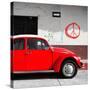 ¡Viva Mexico! Square Collection - Red VW Beetle Car & Peace Symbol-Philippe Hugonnard-Stretched Canvas