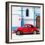 ¡Viva Mexico! Square Collection - Red VW Beetle in San Cristobal-Philippe Hugonnard-Framed Photographic Print