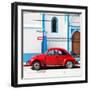 ¡Viva Mexico! Square Collection - Red VW Beetle in San Cristobal-Philippe Hugonnard-Framed Photographic Print