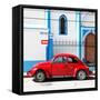 ¡Viva Mexico! Square Collection - Red VW Beetle in San Cristobal-Philippe Hugonnard-Framed Stretched Canvas