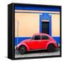 ¡Viva Mexico! Square Collection - Red VW Beetle - San Cristobal-Philippe Hugonnard-Framed Stretched Canvas