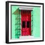 ¡Viva Mexico! Square Collection - Red Window in Campeche-Philippe Hugonnard-Framed Photographic Print
